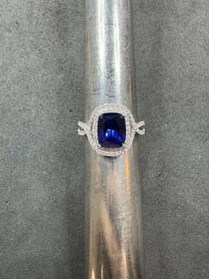 Lote de joyas de tanzanita de laboratorio y circonita cúbica de plata de ley 925 de 5,3 g talla 9 H Foto 1 de 4