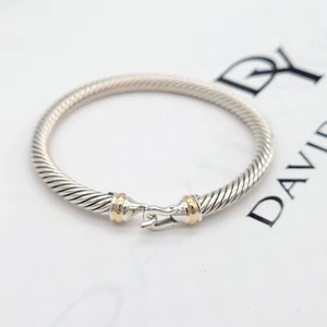 David Yurman 5 mm Classic Cable Buckle Bracelet in Sterling Silver & 18K Gold - Picture 1 of 8