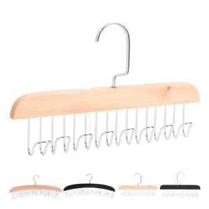 Tie Rack Wave Wood Hooks Storage For Ties Belts - Picture 1 of 34