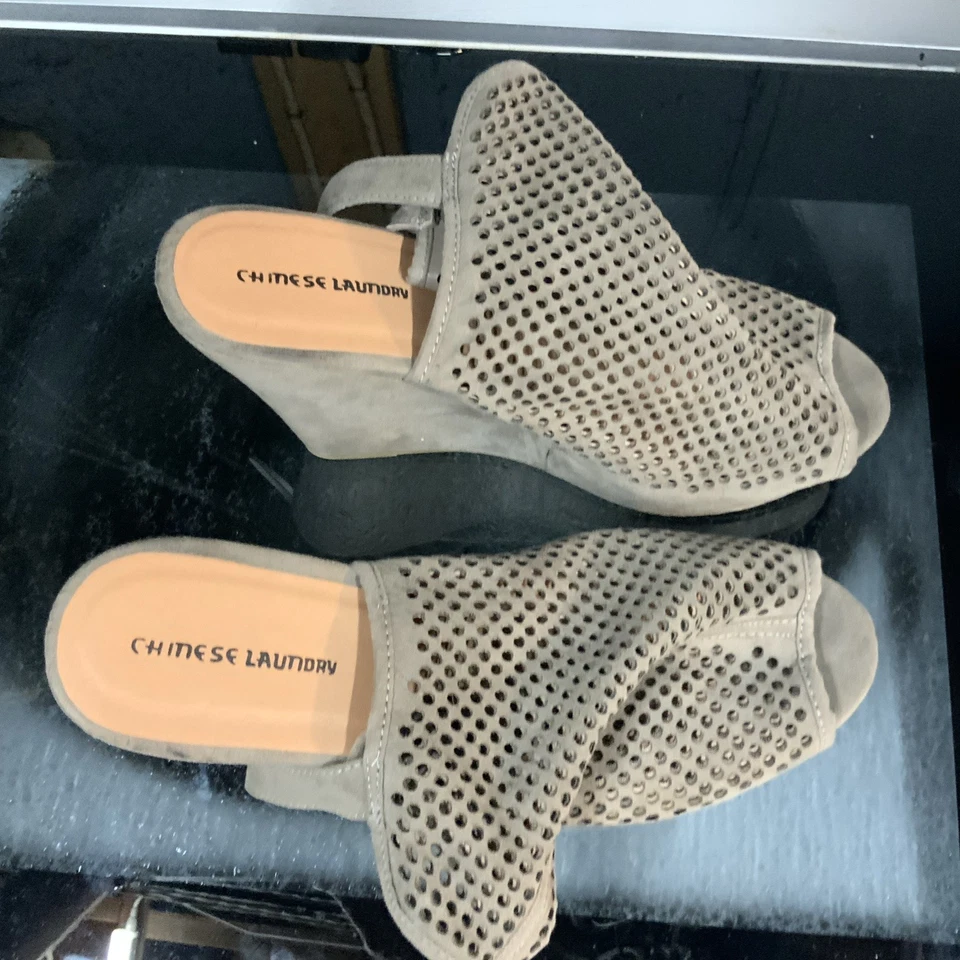 Sandalias chinas de plataforma de cuña cómodas marrones con zapatos de lavandería para mujer talla 12M Foto 1 de 4