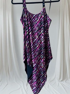 VTG 90s Shiny Pink Tiger Print Slinky Handkerchief hem Dress Dancer Festival 1X - Picture 1 of 20