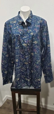 Мужская структура SLIM FIT эластичной длинным рукавом платье рубашка размер 2XL EUC  - Изображение 1 из 4