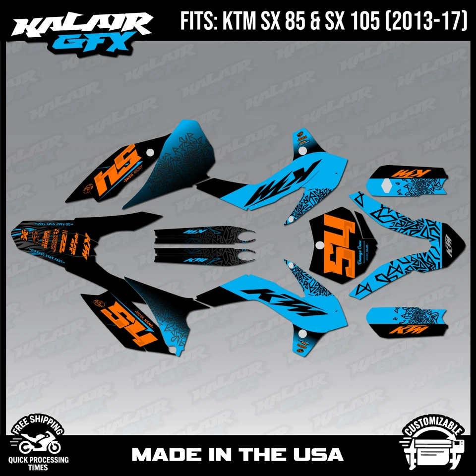 Kit de gráficos para KTM 85SX 105SX SX85 SX105 (2013-2017) Fatality Series - Cian Foto 1 de 4