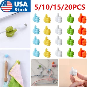 5-20PCS Multifunctional Thumb Shape Self Adhesive Silicone Hooks Wall Traceless - Picture 1 of 5