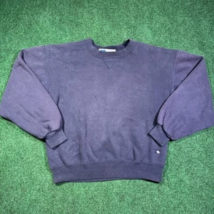 Vintage 90s Russell Athletic Blank Crewneck Sweatshirt Navy - Size M - Picture 1 of 9