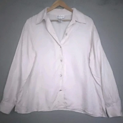 VTG Rena Rowan Pink Silk Top Womens Sz 16 Paisley Career Work Classy Button up - Image 1 of 4