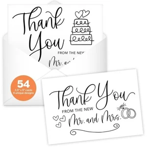 Tarjetas de agradecimiento de boda plegadas doodle de boda Hadley Designs - Imagen 1 de 9
