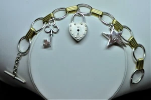 Art Deco Style Handmade 18k Aprox 10.5 gr and Sterling Woman's Bracelet 1 of 1 - Picture 1 of 6