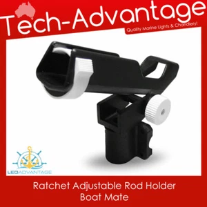 Black Boatmate Boat Marine Ratchet Adjustable Swivel Rod Holder (Side Mount) - Imagen 1 de 4