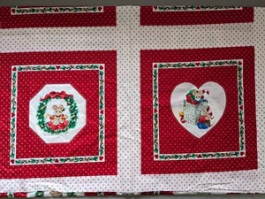 Mistletoe Mice Christmas Fabric Cotton Pillow Panel Cut Sew VIP Cranston Red Lot - Picture 1 of 6
