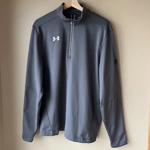 Under Armour UA Grind ¼ Zip MD Graphite Gray White Stripe Sleeves Men’s L Loose - Picture 1 of 16