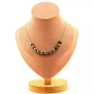 Halskette 10 Perlen Pyrit Aus Spanien 8 Mm. Kette Aus Edelstahl Halskette Fem - Bild 1 von 6