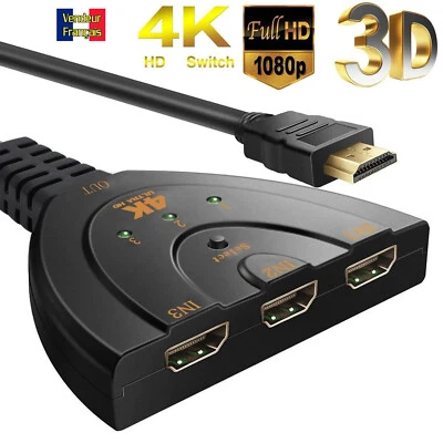 Switch HDMI 4K 3 Ports - 3 Entrées, 1 Sortie - Commutateur HDMI - Splitter - Hub - Image 1 of 4