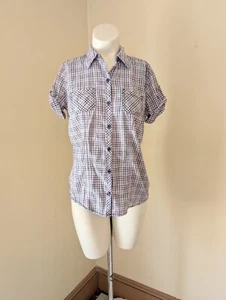 Vintage Y2K Picnic Button Front Top Womens Small Purple & Blue Cottage Core - Picture 1 of 11