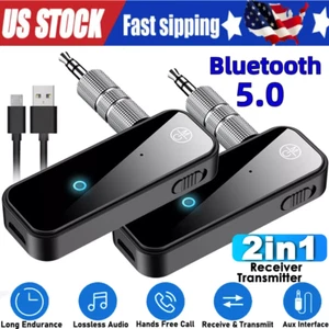 Wireless Bluetooth 5.0 Transmitter Receiver for Car Music Audio Aux Adapter lot - Picture 1 of 12