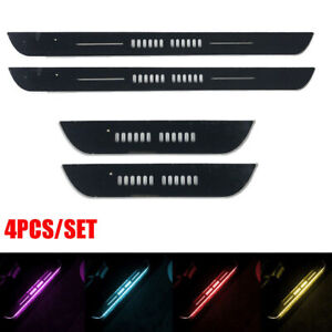 4pcs Rechargeable LED RGB Flowing Car Welcome Pedal Lights Door Sill Scuff Plate