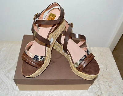 NIB $200 KANNA Leather Python Rope Platform Wedge Sandals Tan 41 US10 - Image 1 of 4