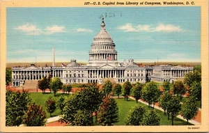 U.S. Capitol from Library of Congress Washington DC Linen Postcard - Picture 1 of 2