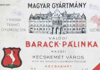 VTG 1965 Magyar Gyartmany Barack-Palinka Apricot Brandy Label Hungary Goat - Image 1 of 3