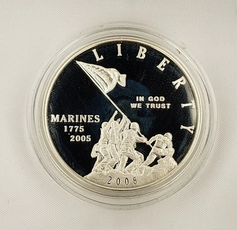 2005 P $1 Marine Corps Commemorative Proof Silver Dollar - PF - C0139 - STOCK Cover