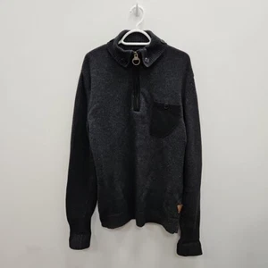 Barbour Dept B 1/4 Zip Grey Wool Winter Cardigan Sweater Jumper Size Mens XL - Picture 1 of 8