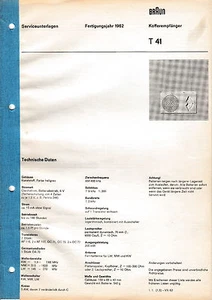 Service Manual Guide For Braun T 41 - Picture 1 of 1