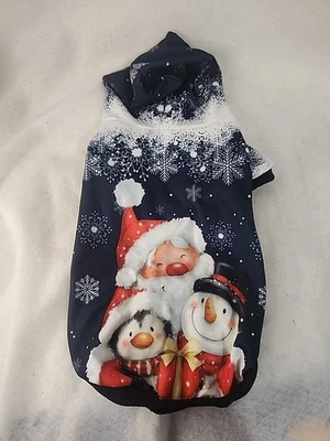 Perro Pull Over Navidad Talla L Mangas con Capucha Camisa Abrigo Santa Copos de Nieve Sudadera con Capucha Foto 1 de 4
