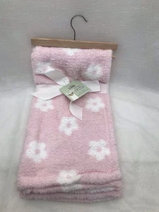 NEW Laughing Llama Pink White Floral Baby Blanket Security Lovey Fuzzy Plush NEW - Picture 1 of 11