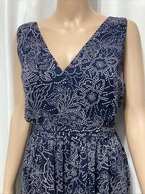 Motherhood Maternity Dress  Size XL Maxi Sleeveless,  V-Neck,  Ties Navy Floral - Image 1 of 4