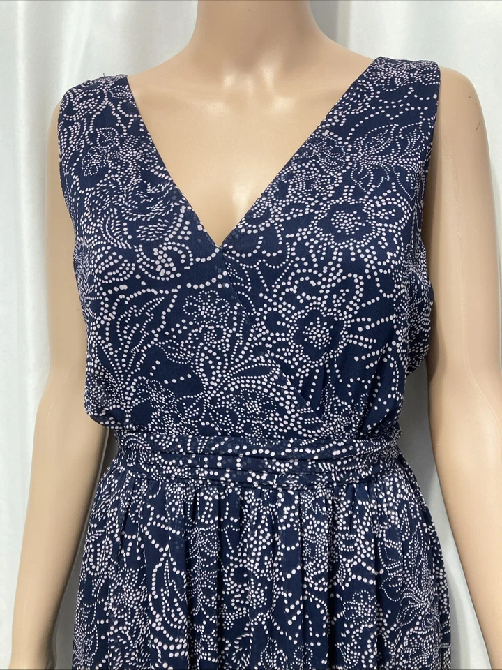 Motherhood Maternity Dress  Size XL Maxi Sleeveless,  V-Neck,  Ties Navy Floral - Image 1 of 4