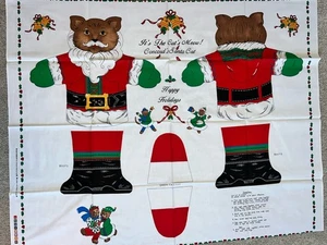 Vintage Concord Joan Kessler Fabric Its the Cats Meow Santa Cat Cut N Sew Large - Picture 1 of 5