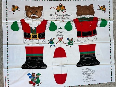 Vintage Concord Joan Kessler Fabric Its the Cats Meow Santa Cat Cut N Sew Large - Image 1 of 4