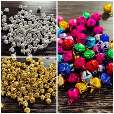 TAFFBEADS 100pcs 6, 8mm Small jingle Bells :Gold, Silver, assorted Shell Shaped Xmas Craft
