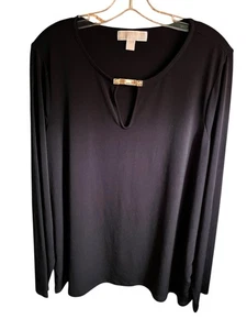 Michael Kors Gr. 2X Schwarz Strick Langarm Top - Bild 1 von 2