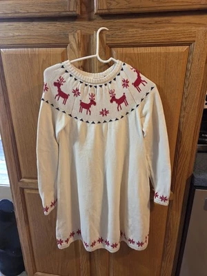 Vestido Suéter Hanna Andersson Navidad Reno 12 Niña Manga Larga Vacaciones  Foto 1 de 4
