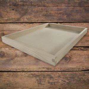 Organizador de caja de escritorio de bandeja de pino superficial rectangular | 40 x 30 x 3 cm | madera lisa - Imagen 1 de 7