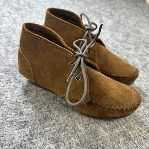 Minnetonka Moccasins Shoes Women 5 Brown Boots Wedge Leather Chukka 373 - Picture 1 of 14