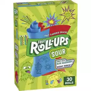 Fruit Roll-Ups Fruit Flavored Snacks SOUR Flavor 30 Rolls - Picture 1 of 6