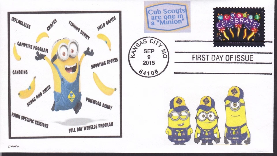 BSA  ONE IN A MINION - CUB SCOUTS  BOY SCOUT  MINIONS  FDC - DWc CACHET - Image 1 of 1