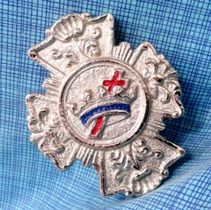 Catholic Knights Cross Belt Buckle Religious Blue Red 2 Pcs Vintage 60s .TAZ048 - Picture 1 of 8
