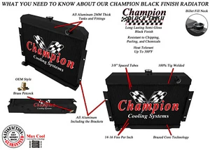 Radiador ER Champion 3 filas acabado negro para Jeep Serie CJ 1970-1985 L6, V8 Eng - Imagen 1 de 7