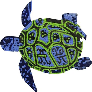 Colorido Tortuga Marina Hecho a Mano Arte Azulejo Piedra Decoración Mármol Mosaico - Imagen 1 de 1