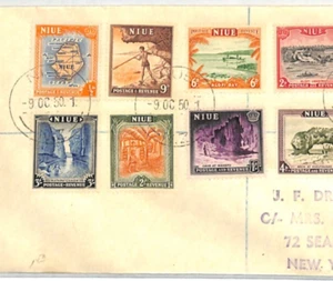 NIUE Cook Islands Cover KGVI Set{10} Pictorials 1950 Registered {samwells}XJ239 - Picture 1 of 8