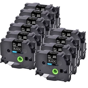 10x Compatible with Brother TZ TZe-355 ruban étiqueteuse Blanc sur noir 24mm - Afbeelding 1 van 4