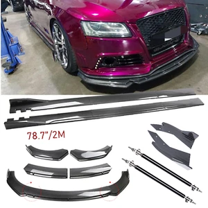 For Audi A3 A4 A5 A6 Carbon Fiber Front Bumper Rear Splitter Spoiler Side Skirt - Picture 1 of 23