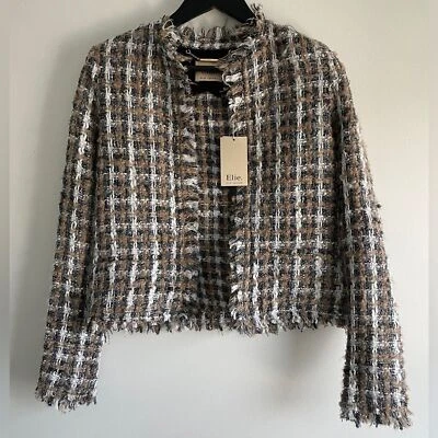 Elie. Chaqueta de frente abierto de mezcla de lana tejido tweed claro de Elie Tahari Boucle Foto 1 de 4