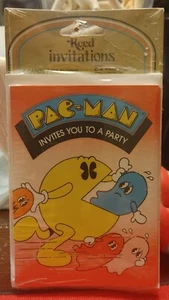 Vintage Pac-Man Birthday Party Invitation Cards - Picture 1 of 2