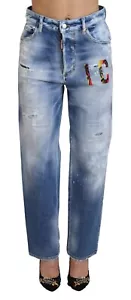 DSQUARED2 Jeans Boston Blue Icon High Waist Straight Denim IT38/US4/XS 940usd - Picture 1 of 7