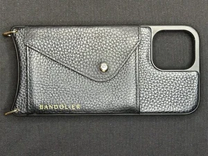 Bandolier Style Hailey Iphone 12 Pro Max Black Leather Gold Hardware Case Only - Photo 1 sur 6