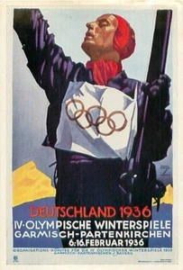 PLAKAT OLYMPISCHEN WINTERSPIELEN IN GARMISCH-PARTENKIRCHEN 1936 IMAGE CARD - Picture 1 of 2